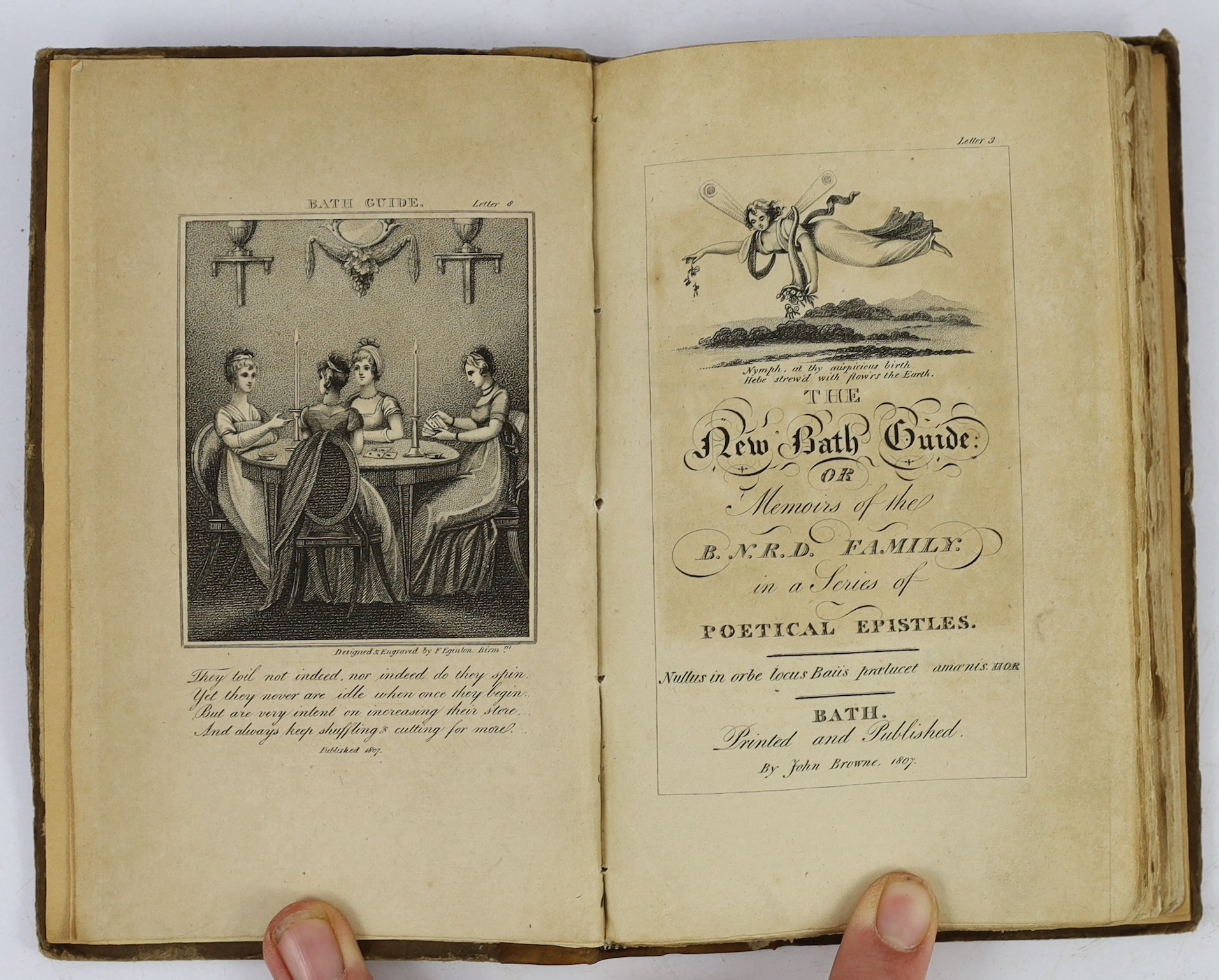 SOMERSET, BATH: (Anstey, Christopher) The New Bath Guide: or Memoirs of the B.N.R.D. Family. In a series of political epistles ... pictorial engraved title and 11 plates; old paperboards with later panelled calf spine, s